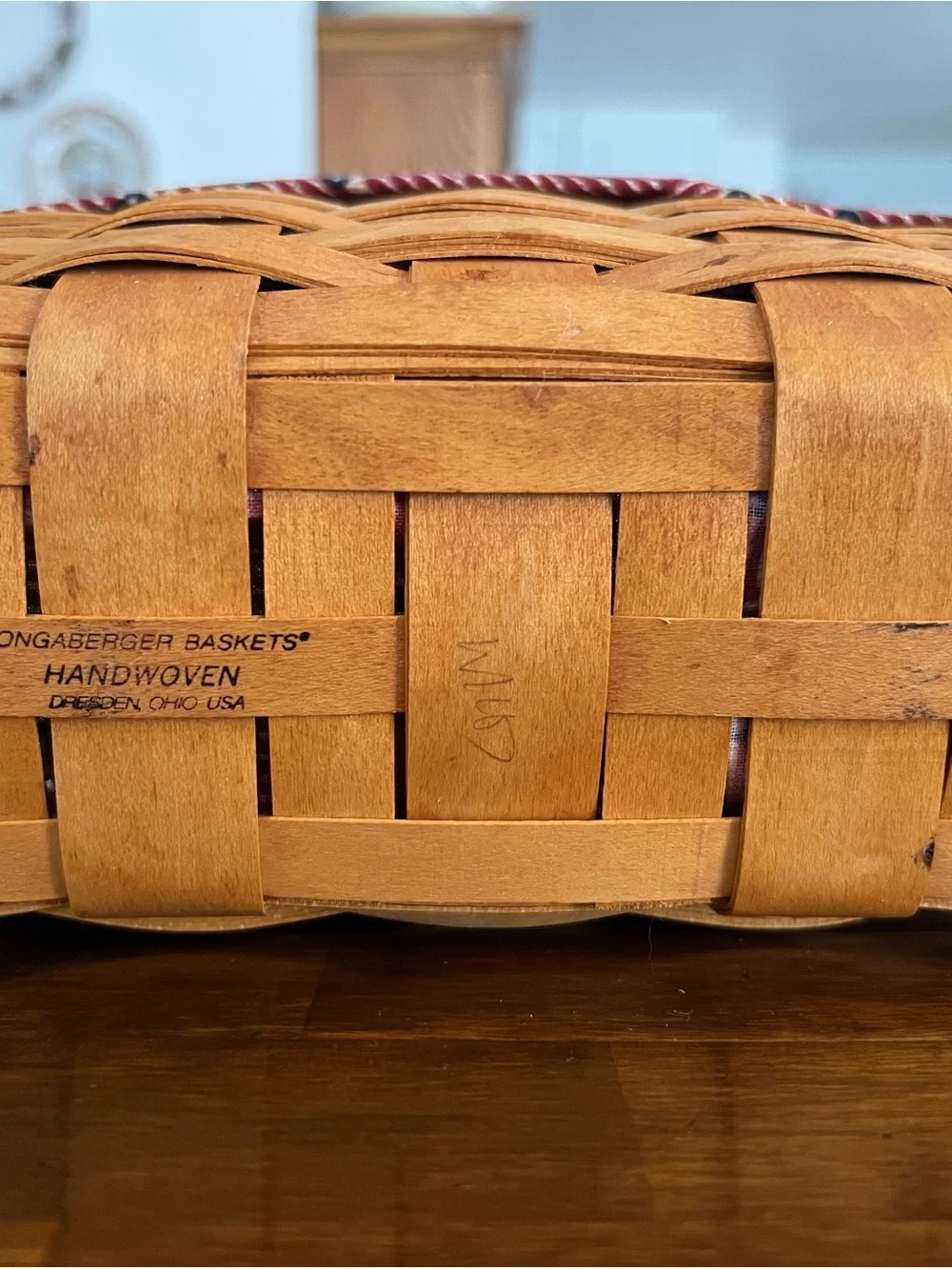 Longaberger Med Key Basket, 2 Fabric Liners, 2002